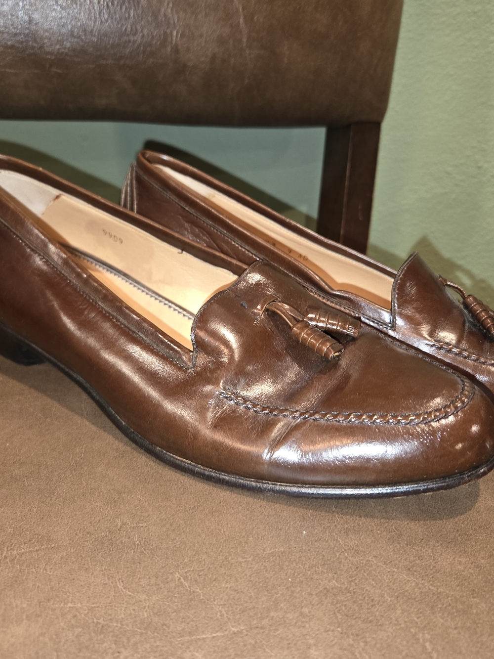 Vintage Susan Bennis/Warren Edwards Brown Leather Tassel Loafers